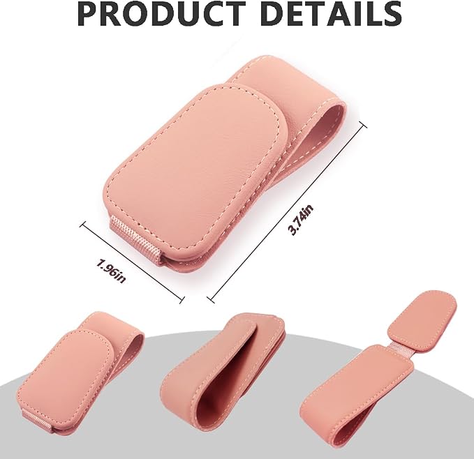 Sunglass Holder for Car, Magnetic Leather Eyeglass Hanger Clip for Car Sun Visor, Sunglasses Holder and Ticket Card Clip for Car Visor Accessories (1Pack Pink) - Image 5