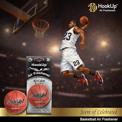 Basketball Car Air Freshener by HookUp - 25 Pack - Black Gold Scent (Extra Strong) | Unique Basketball Gift for Players, Coach, Fans | Hanging Car Accessory with Long Lasting Fresheners Smell - Image 3