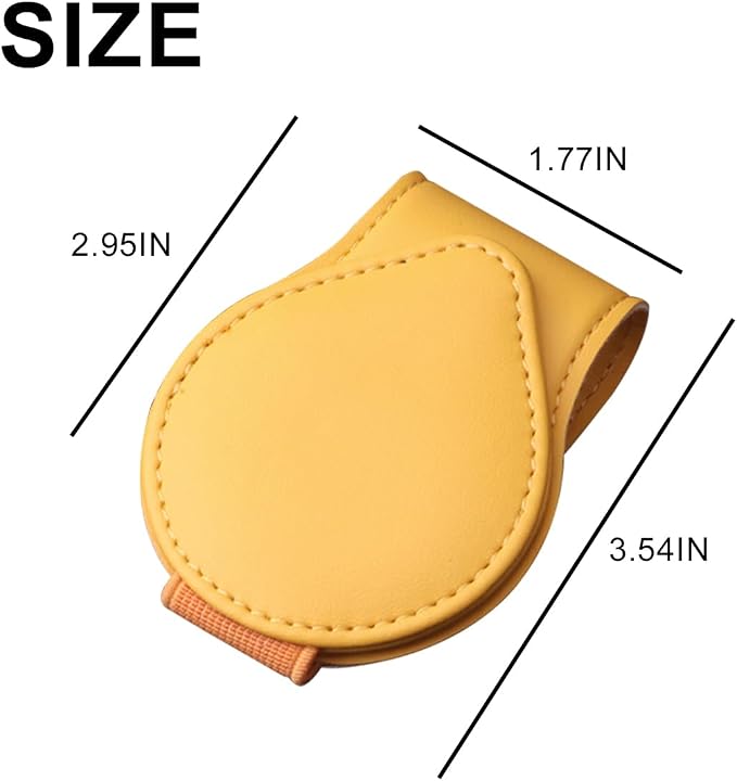 Mandark 2PCS Magnetic Sunglass Holder for Car Visor, Leather Vehicle Eyeglass Hanger Clip, Automotive Interior Ticket Card Glasses Organizer Clamp Accessories, Universal Fit (Yellow) - Image 2