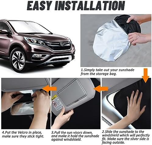 D-Lumina Windshield Sun Shade for Honda CR-V 2012-2016 CRV Accessories, Front Window Sunshade Sun Visor Protector Block UV Rays Heat, Foldable 2 Layers 210T Material - Image 5