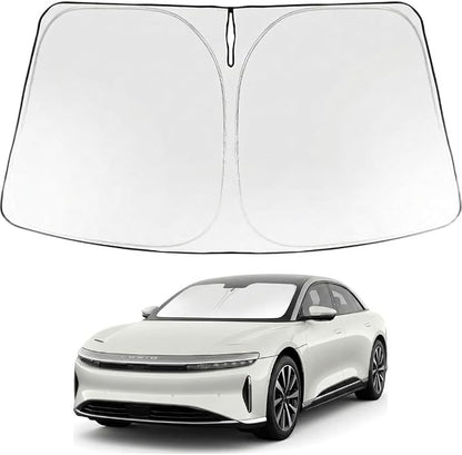 Proadsy Custom Fit 2022-2026 Lucid Air Windshield Sun Shade, Blocks Heat | 240T Heat Shield, Drops Temp 54°F, Blocks 99% UV, Prevents Dashboard Cracking, Summer Parking & Beach Trips, Easy Twist-Fold by Proadsy