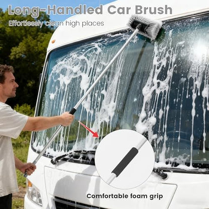 Car Wash Brush with Long Handle, 60'' Soft Bristle Cleaning Brush, Car Cleaning Brushes, Carwash Brushes for SUV, RV, Boat, Truck, House Siding, Sweep Snow, Gray - Image 7