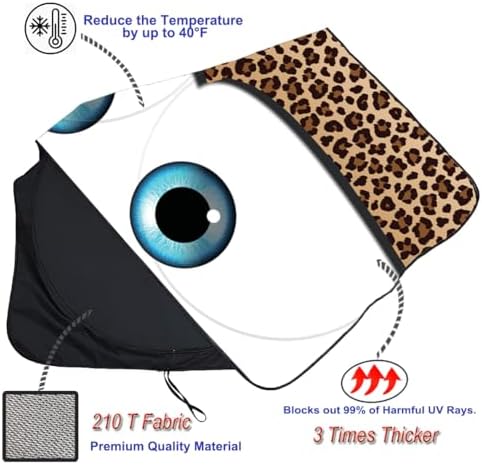 GVEN Windshield Sun Shades Car Sun Shade Protector Blocks UV Rays for Full-Size Sedan & SUV, Mid-Size SUV, Sports Cars, Wagon and Mid-Size Pickup Truck Car Accessories(Leopard Eyes, L) - Image 6