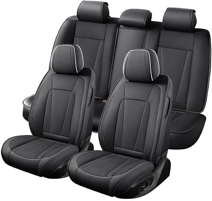 Car Seat Covers Full Set Custom Fit for Honda HR-V 2016-2026 , Black&White | Premium Faux Leather, Waterproof, Anti-Slip, Airbag Compatible, Breathable, Car Seat Protectors, 2 Rows 5 Seats - Image 8