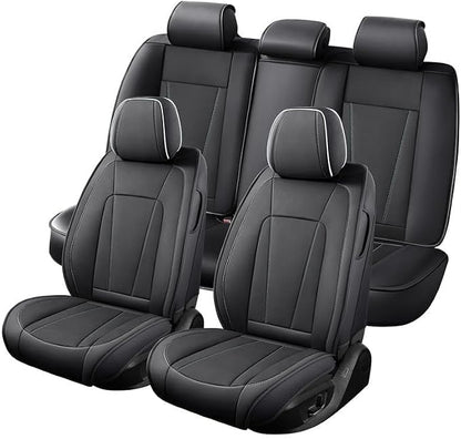 Car Seat Covers Full Set for Hyundai Genesis 2009-2016,Black&White | Premium Faux Leather, Waterproof, Anti-Slip, Airbag Compatible, Breathable, Car Seat Protectors, 2 Rows 5 Seats - Image 8