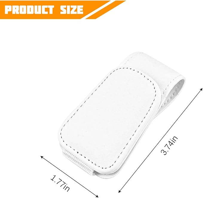 Sunglasses Holder for Car Visor, Microfiber Leather Magnetic Sun Visor Eyeglasses Hanger & Ticket Card Clip, Multi-Function Automotive Interior Glasses Mount, Universal Fit (White) - Image 2