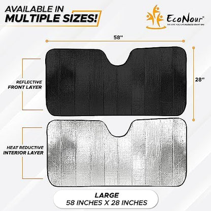 EcoNour Accordion Car Windshield Sun Shade | Car Sun Visor to Protect Harmful UV Rays | Foldable Automotive Windshield Sunshades | Window Sun Blocker to Keep Your Vehicle Cool & Comfort - 58" x 28" - Image 3
