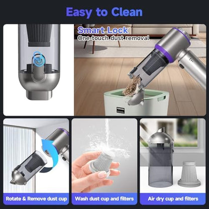 Car Vacuum Portable Cordless, 22000PA High Power handheld Vacuum Cleaner with Brushless Motor,11 in 1 Mini Hand Held Vacuum Cordless Rechargeable Air Duster/Blower/Pump for Car, Home, Pet, Office - Image 6