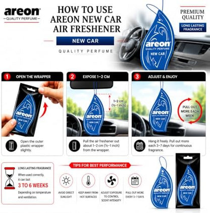 AREON MON MA27 Hanging Best Car Air Freshener New Car Scent, Paper Hanging Ornaments, Long Lasting Scent for Car or Home 12 Pack - Image 4