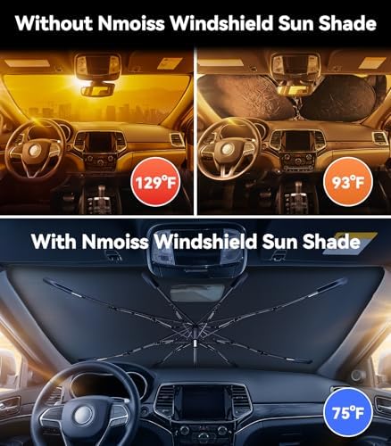 Nmoiss Windshield Sun Shade Umbrella for Jeep Grand Cherokee 2011-2026 Accessories, [Vinyl Coating Heat Shield] Protect Car from Sun Rays & Heat Damage Keep Cool and Protect Interior - Image 2