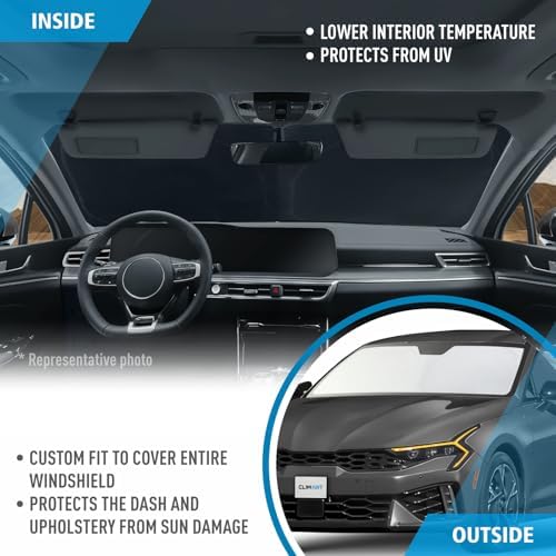 CLIM ART Windshield Sun Shade for Kia K-5 2021-2026, Custom-Fit Foldable Car Sunshade, Vehicle Sun Protector, Front Auto Windshield Cover, Car Accessories - WS2004 - Image 5