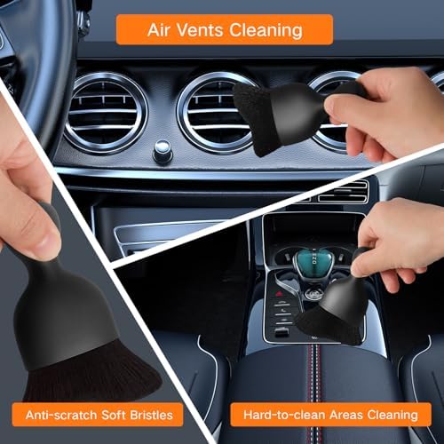 Qydipclin 10pcs Windshield Cleaning Tool Inside Car Window Cleaner Wash Kit with 4 Reusable Microfiber Pads 1 Spray Bottle and Extendable Handle Interior Auto Glass Wiper Kit, Orange - Image 7