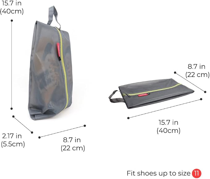 pack all Shoe Bag for Travel, Water-Resistant Shoe Pouch for Sports | Odor-Resistant, Dustproof, Portable, Soccer Cleats & Gym Storage, Fits Up to Size 11, 2 Pack, Grey - Image 4
