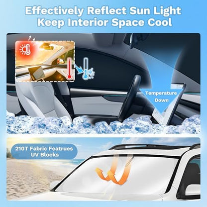 KUST Car Window Shades for Freightliner Cascadia 2018-2025 2026 Windshield Sun Shade Side Window Cover UV Block Privacy Protection Cascadia Accessories Foldable Front Rear Full Set 3PCS - Image 3