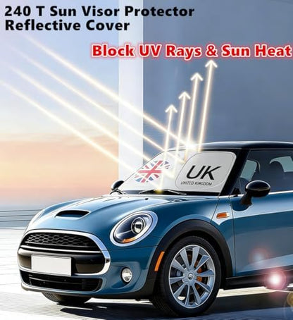 Windshield Sun Shade for 2007-2026 Mini Cooper Countryman, Fits R55 R56 R57 R58 R59 R60 R61 F54 F55 F56 F60, 240T Reflective Sun Visor Protector, Blocks UV Rays & Sun Heat - Image 2
