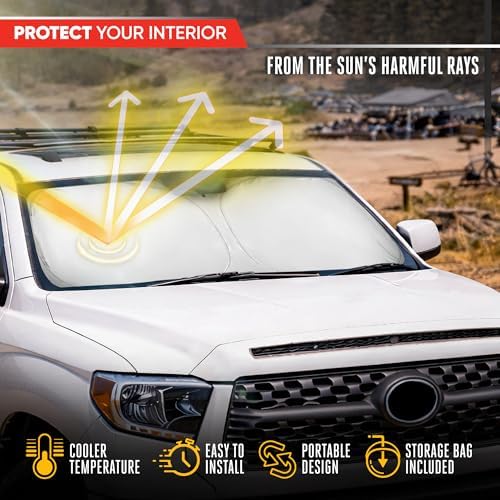 Motor Trend Windshield Sun Shade for Toyota Tundra - Tundra Accessories 2007-2021 - Custom Fit Sun Shade for Car Windshield - Automotive Toyota Truck Window Sunshade Cover for Interior Protection - Image 3