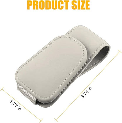 AICEL Sunglasses Holders for Car Sun Visor, Magnetic Clip, Light Beige | Leather Eyeglasses Hanger Mounter, Magnetic Glasses Holder and Ticket Card Clip, Car Accessories, Universal Fit - Image 2