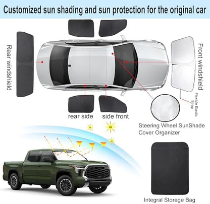 TINGLU Window Shades for Toyota Tundra 2022-2025 2026 Accessories Car Side Full Windows Rear Windshield Sun Shade Sun UV Rays & Privacy Protection for Camping,Napping&Relaxing 6PCS - Image 3