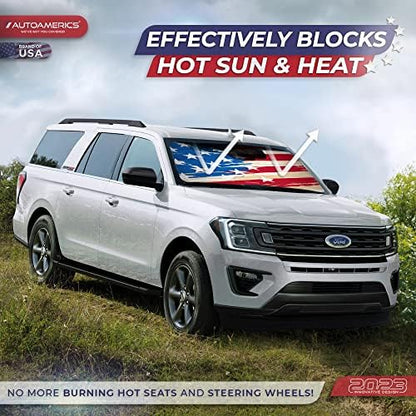 Autoamerics Truck Windshield Sun Shade with Storage Pouch & Anti-Slip Dash Pad -Foldable USA Art Flag Design - Fits Most SUVs & Truck - Blocks UV Rays, Keeps Vehicle Cool | X-Large (66 x 36 Inches) - Image 3