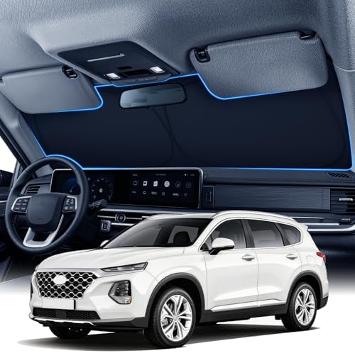 Zanch Custom Windshield Sun Shade for Hyundai Santa Fe 2019-2026, 7-Layer UV & Heat Block, 3D Laser Scanned, Interior Protection, Keep Car Cooler, Foldable SUV Accessories by Zanch