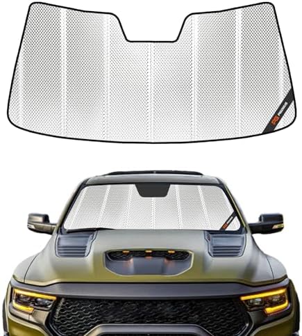 Pigenius Windshield Sun Shade for Ram 1500 2009-2018, Ram 1500 Classic 2019-2024 Front Window Sunshade - BLAZBLOCK by Pigenius