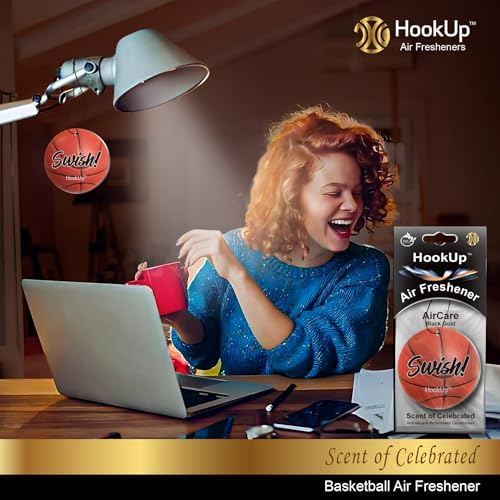 Basketball Car Air Freshener by HookUp - 25 Pack - Black Gold Scent (Extra Strong) | Unique Basketball Gift for Players, Coach, Fans | Hanging Car Accessory with Long Lasting Fresheners Smell - Image 5
