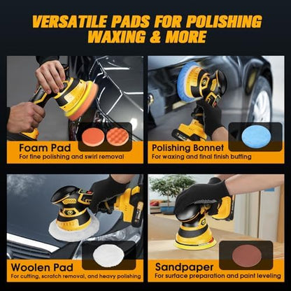 Cordless Car Buffer Polisher kit, DA Polisher with 2*21V Batteries - Image 6