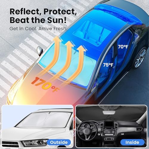 Magnelex Car Windshield Sunshade | Advanced Light-Blocking Protection | Foldable Sun Shade with Mirror Cut-Out Keeps Your Vehicle Cool | Fit for Cars, Trucks, and SUVs | Small (59 x 29 in) - Image 2