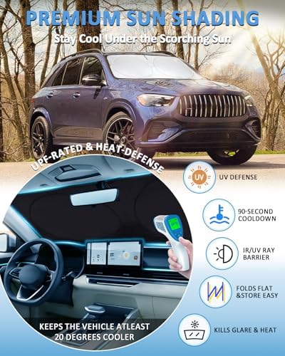 Windshield Sunshade for 2012-2025 2026 Mercedes Benz GLE 350 450 Sun Shade - Image 2