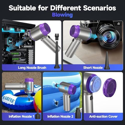 Car Vacuum Portable Cordless, 22000PA High Power handheld Vacuum Cleaner with Brushless Motor,11 in 1 Mini Hand Held Vacuum Cordless Rechargeable Air Duster/Blower/Pump for Car, Home, Pet, Office - Image 3