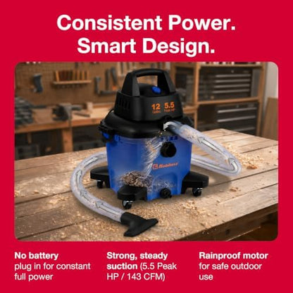Koblenz WD-12 L4 Wet Dry Vacuum Cleaner, 12 Gallon 5.5 PHP - Image 6