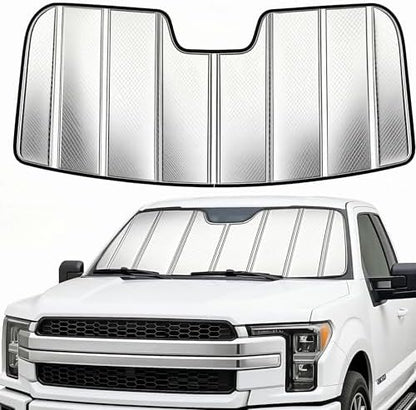 Custom Fit Windshield Sun Shade for Ford F250/F350/F450/F550/F600 2017-2022, Foldable 3-Layer High Reflective Silver Sunshade, Blocks UV Rays & Reduces Cabin Heat by Unknown