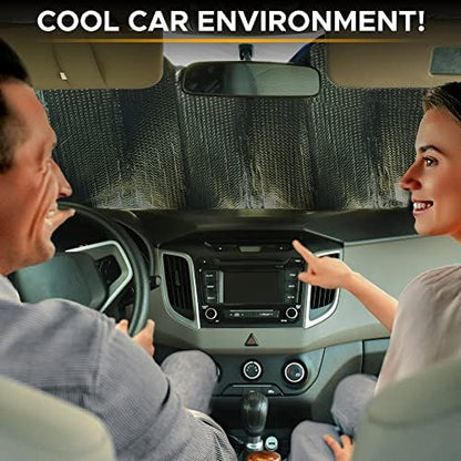 EcoNour Accordion Car Windshield Sun Shade (Gray) | Foldable Car Window Shades for UV Protection & Heat Block | Keeps Interior Cool | Sun Blocker for Front Window | 58 x 28 Inches - Image 2