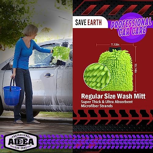 AIDEA Car Wash Mitt Microfiber, 2PK, Car Wash Brush, 7.12''X10.14'' - Image 2