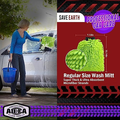 AIDEA Car Wash Mitt Microfiber, 2PK, Car Wash Brush, 7.12''X10.14'' - Image 2