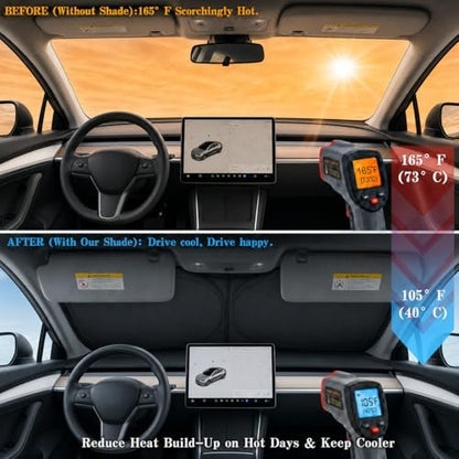 Tesla Model Y/3 Windshield Sun Shade, Bold Red - Image 2