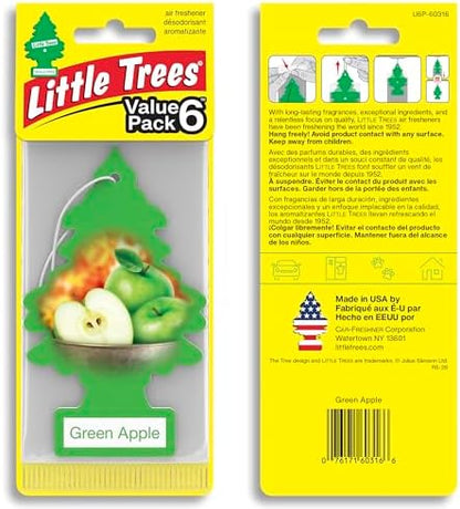 LITTLE TREES Car Air Freshener | Hanging Tree Provides Long Lasting Scent for Auto and Home | Green Apple, 24 Air Fresheners - Image 2