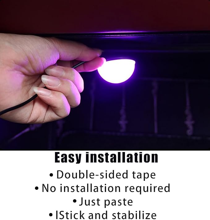 4 in 1 Car Interior LED Ambient Light Kit, Pink | 5 Volt USB power, adhesive install, front and rear cables, fits most cars, SUVs, and trucks, car interior accessories - Image 2