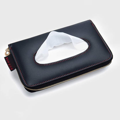 Black Leather Car Visor Tissue Holder, Zipper Sun Visor Tissue Box for Auto | Car accessory keep interior tidy, travel-friendly, installs on car visors fast, quick reload, fits Boat trucks SUVs - Image 6