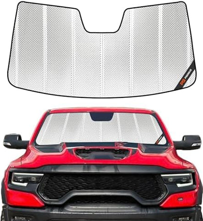 Pigenius Windshield Sunshade for Ram 1500 2019-2024 with 10 Inch Wide Sensor, Front Window Sun Shade - BLAZBLOCK by Pigenius