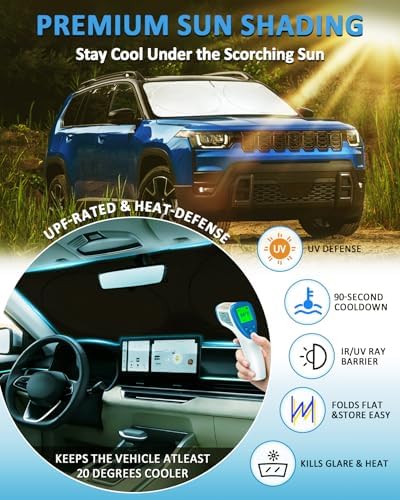 Windshield Sun Shade for 2011-2025 2026 Jeep Grand Cherokee/Grand Cherokee - Image 2