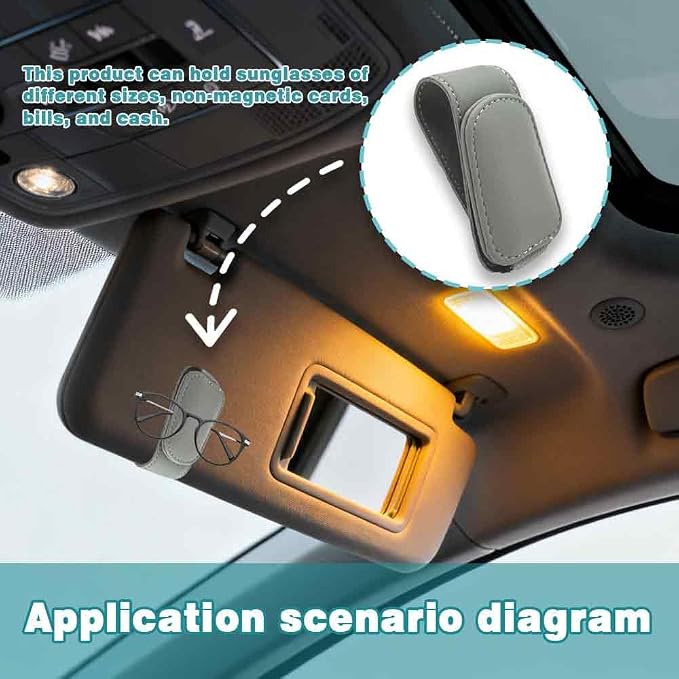 Sunglass Holder for Car, Ticket Holders and Glasses Frames, Compatible with Most Cars, Trucks and SUV (1, Gray) - Image 3
