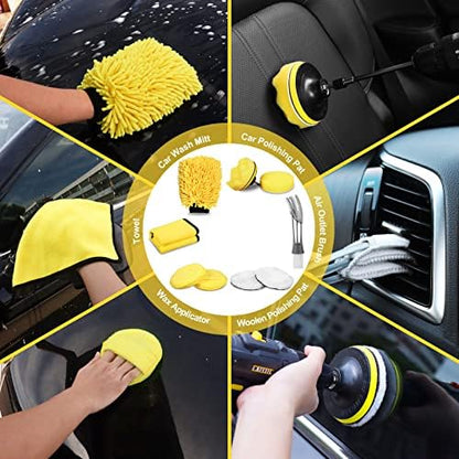 TTRCB 27Pcs Car Detailing Kit, Car Detailing Brush Set, Auto Detailing Drill Brush Set, Car Detailing Brushes, Car Wash Kit, Car Accessories, Car Cleaning Tools Kit for Interior, Exterior, Wheels - Image 6