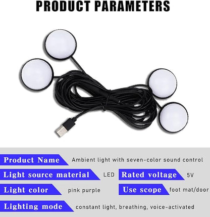 4 in 1 Car Interior LED Ambient Light Kit, Pink | 5 Volt USB power, adhesive install, front and rear cables, fits most cars, SUVs, and trucks, car interior accessories - Image 5