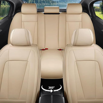 Car Seat Covers Full Set Custom Fit for Kia Sorento 2003-2026,Beige | Premium Faux Leather, Waterproof, Anti-Slip, Airbag Compatible, Breathable, Car Seat Protectors, 2 Rows 5 Seats - Image 2