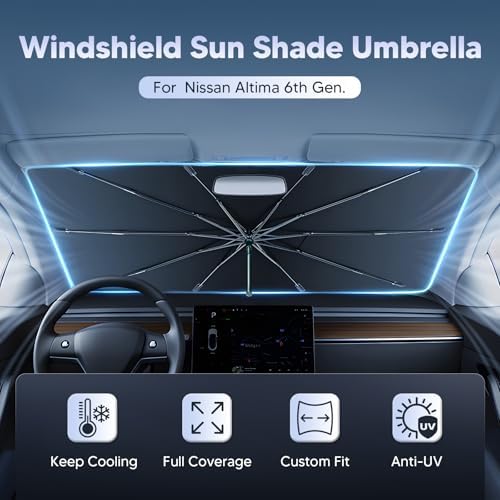 Autorder Windshield Sun Shade Umbrella for 2019-2026 Nissan Altima Accessories,Upgraded Ice Crystal Material,Easy Setup Umbrella Sunshade for Car Windshield,100% Sun Blocking - Image 2