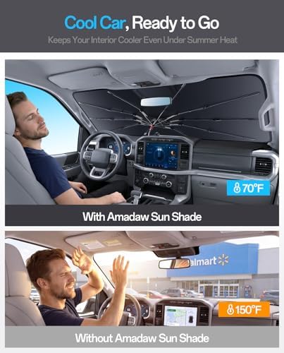 Windshield Sun Shade for Honda Civic 2000–2026, Foldable Umbrella Sunshade with 100% UV Block, Multi-Layer Heat Insulation, Reinforced 10-Rib Frame, Keeps Car Cooler, Summer Car Accessory - Image 2