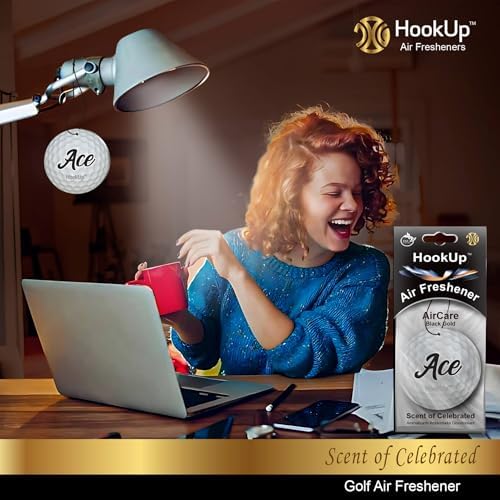 Golf Car Air Freshener by HookUp - 2 Pack - Black Gold Scent (Extra Strong) | Unique Golf Gift for Players, Coach, Fans | Hanging Car Accessory with Long Lasting Fresheners Smell - Image 5
