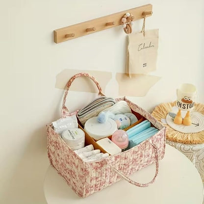 Diaper Caddy Organizer,Cute Floral Nursery Storage Basket,Soft Portable Changing Table Car Caddy Organizer Gift (Floral E) - Image 4