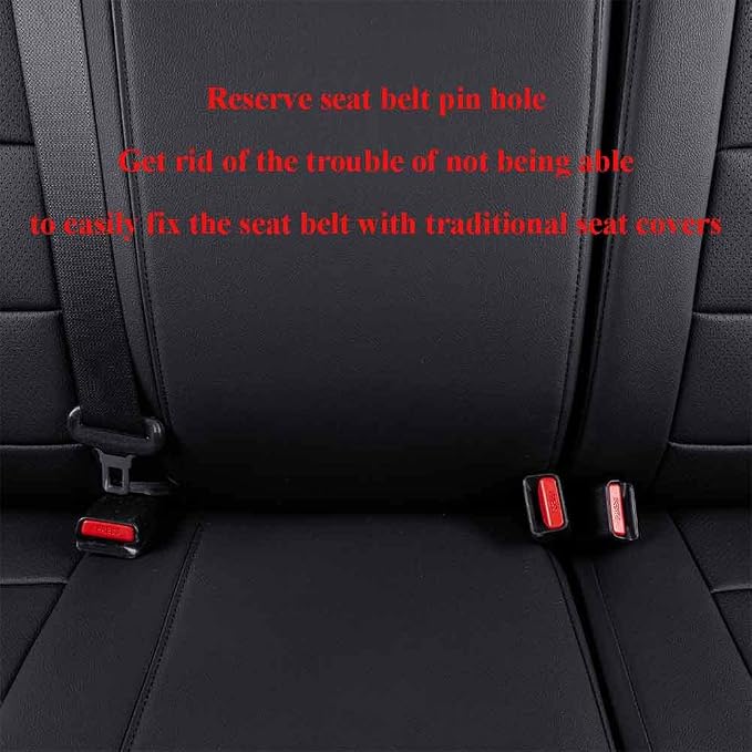 EKR Custom Fit Tacoma Rear Car Seat Covers for Toyota Tacoma 2016 2017 2018 2019 2020 2021 2022 2023 Double Cab/Crew Cab - Second Row Only,Faux Leather(Black) - Image 3